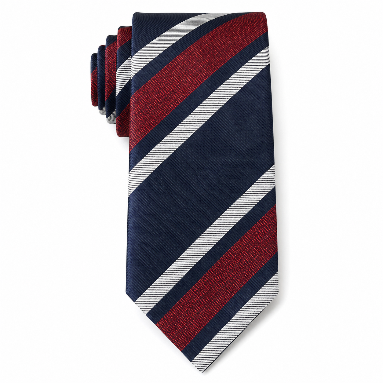 The Yale Navy & Crimson Stripe Tie - Flat Lay