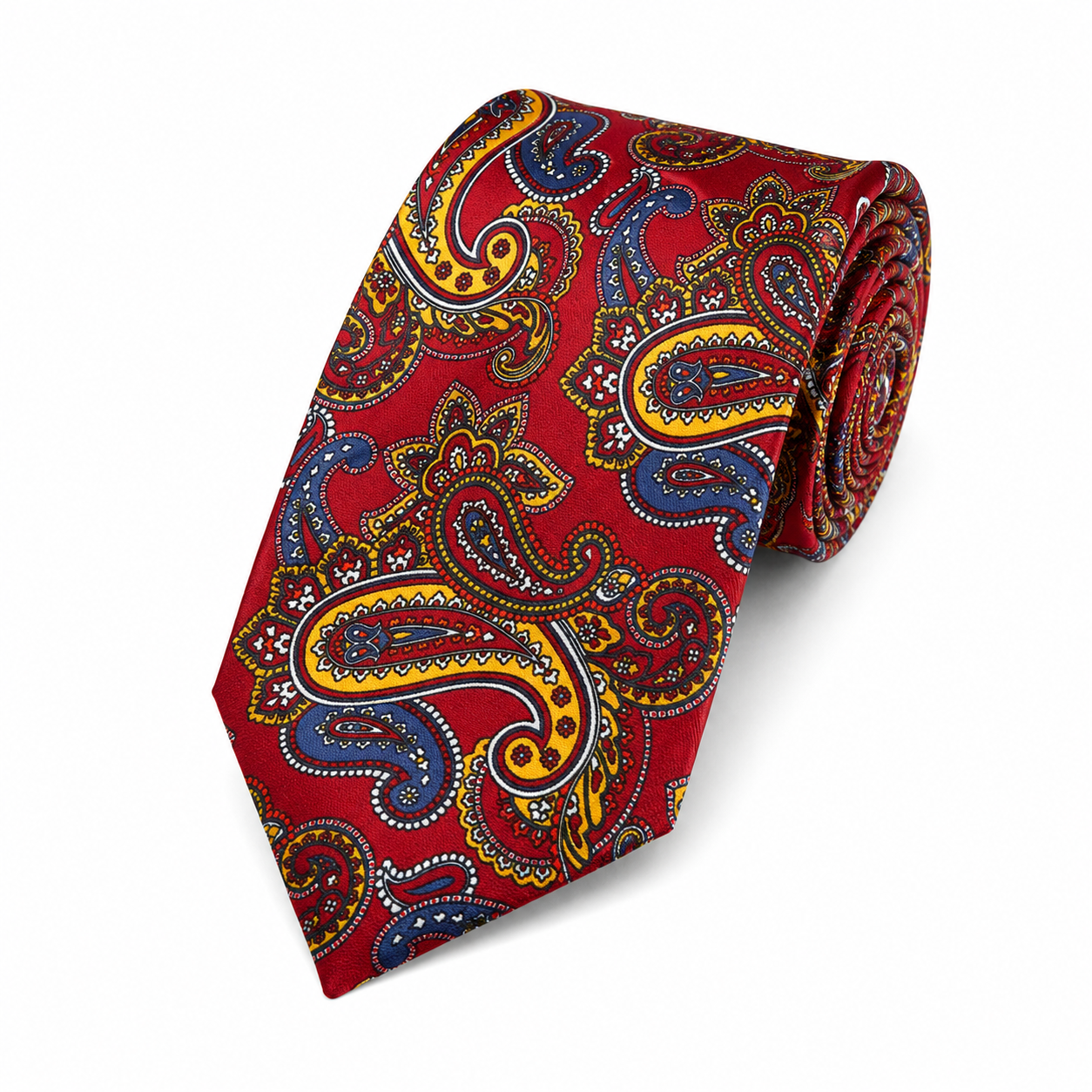 The Imperial Scarlet Paisley Tie - Flat Lay