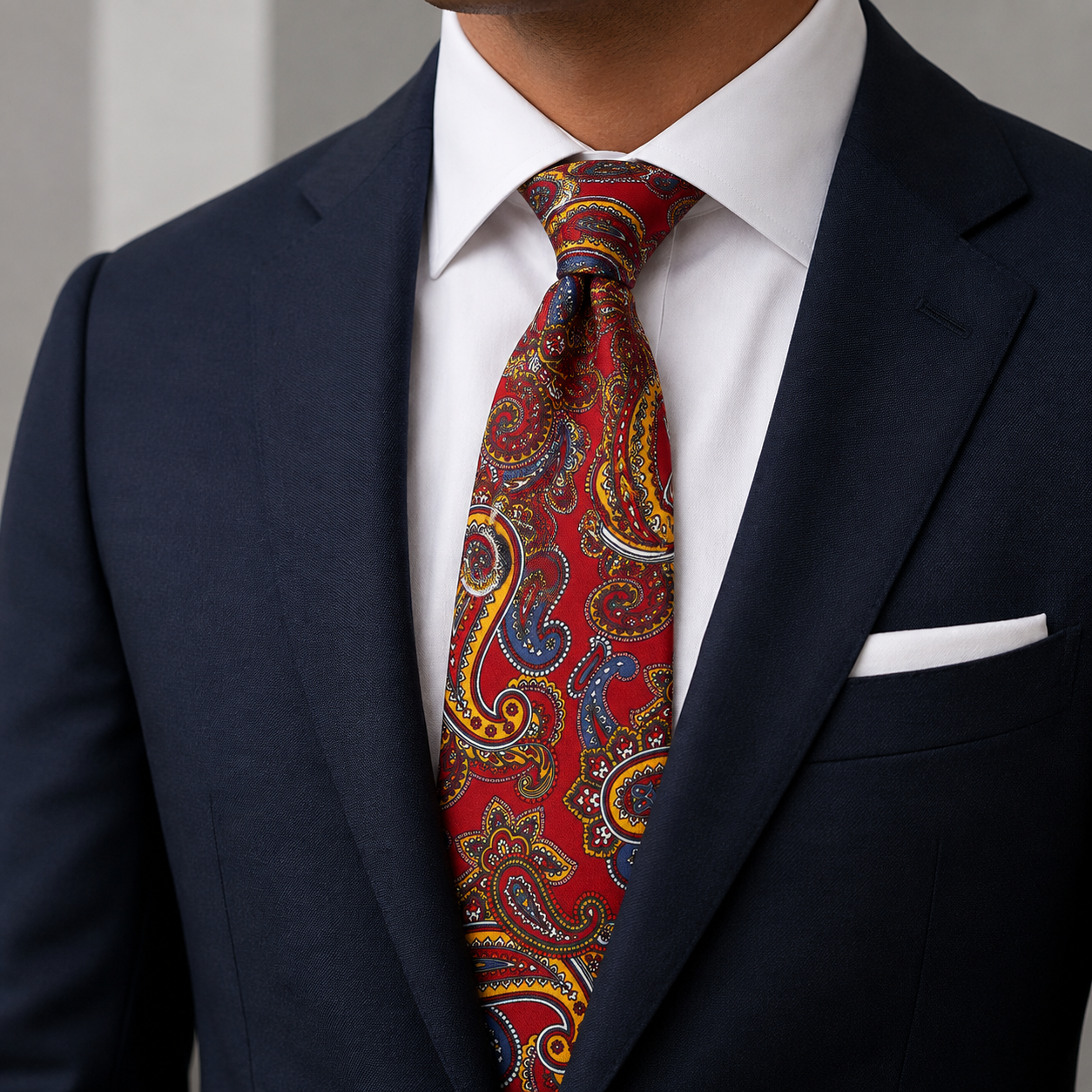 The Imperial Scarlet Paisley Tie - Model