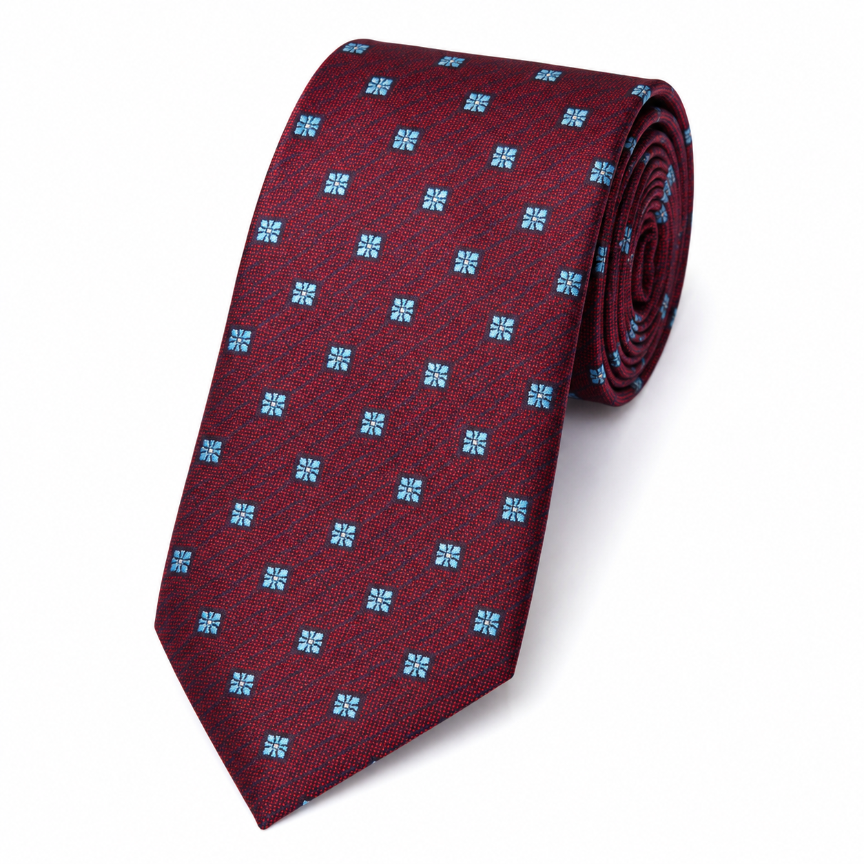 The Merlot Floret Foulard Tie - Flat Lay
