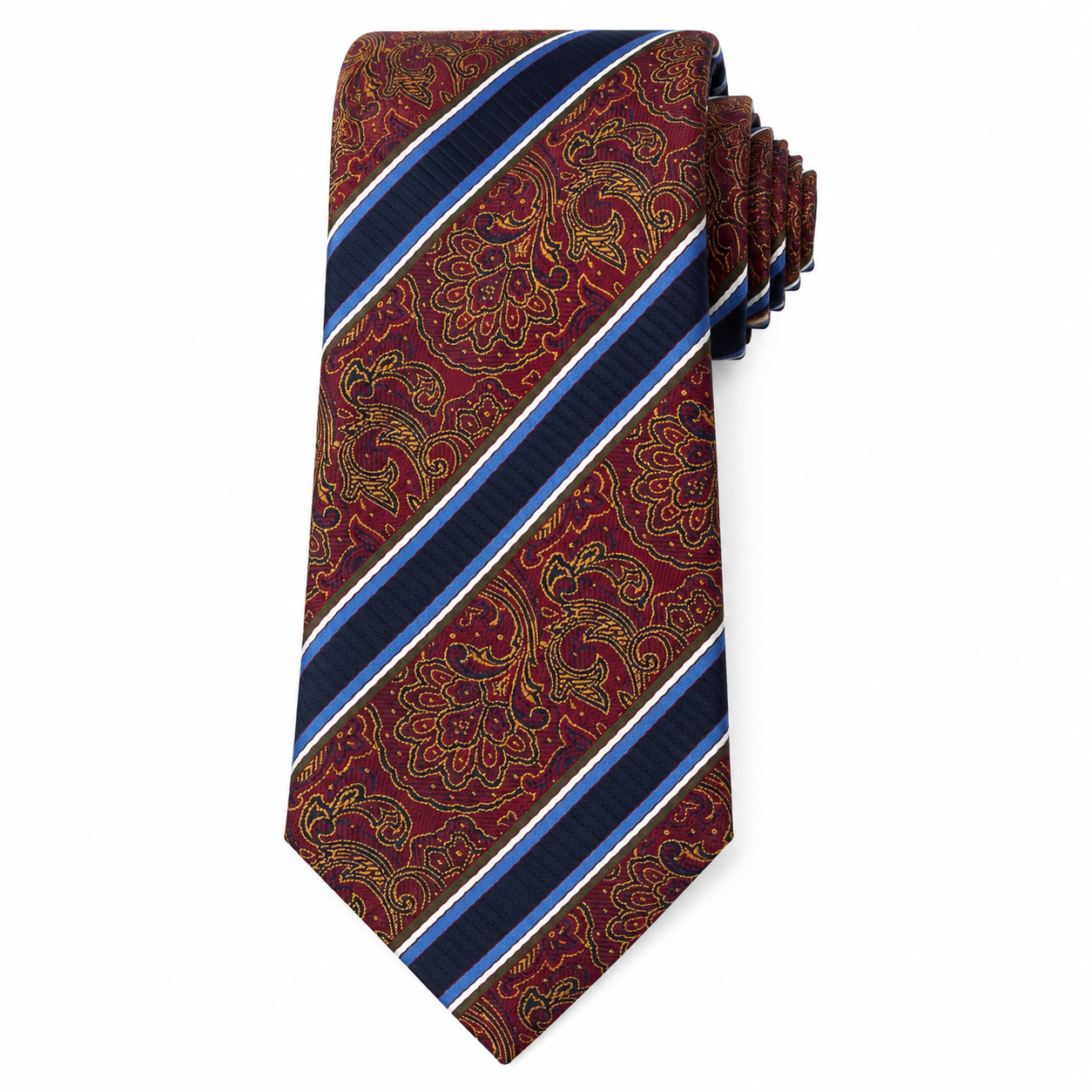 The Antiquity Paisley Stripe Tie - Flat Lay