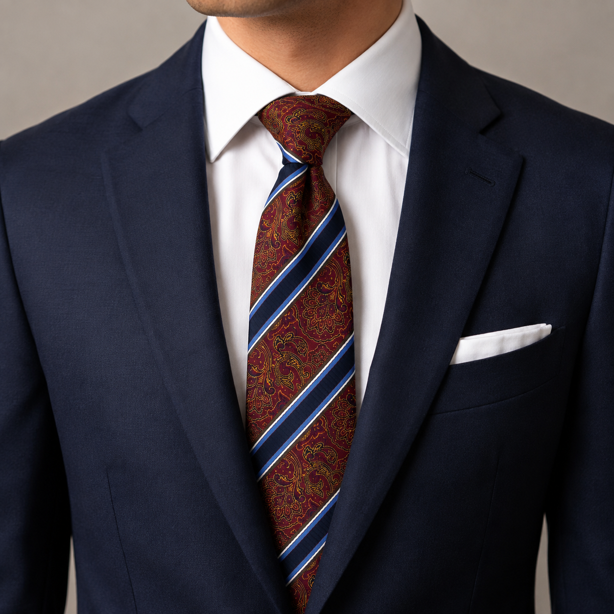 The Antiquity Paisley Stripe Tie - Model