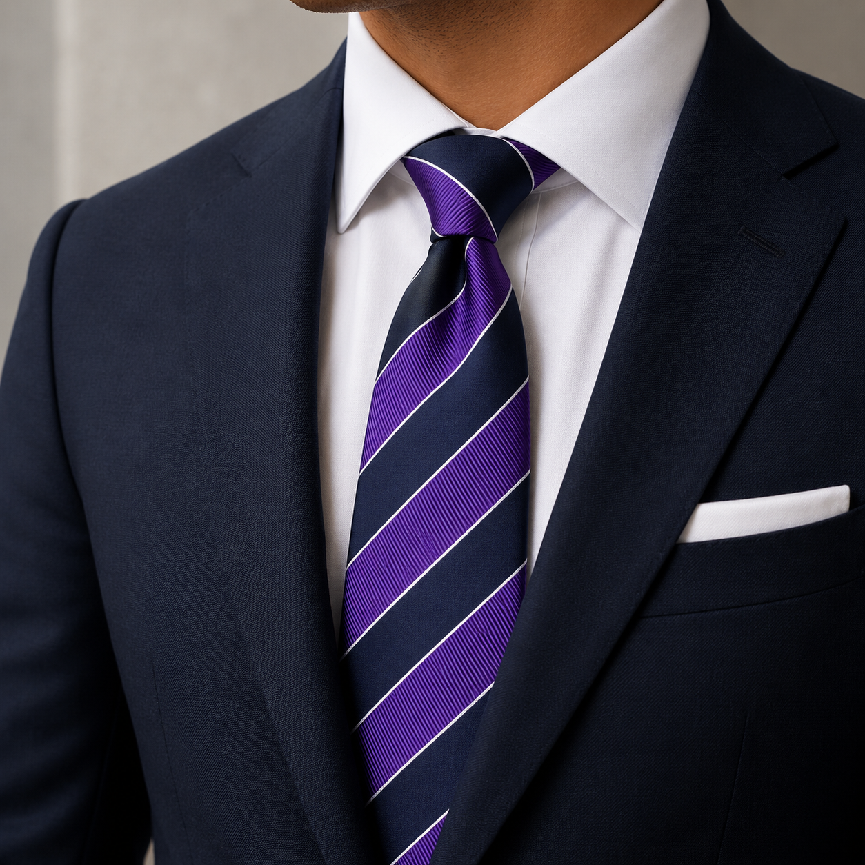 The Amethyst Royale Stripe Tie - Model