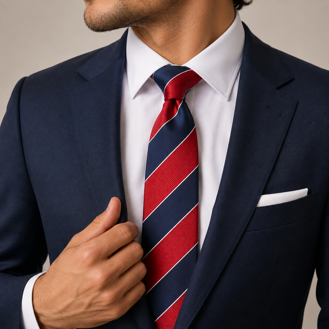 The Crimson Guard Stripe Tie - Model