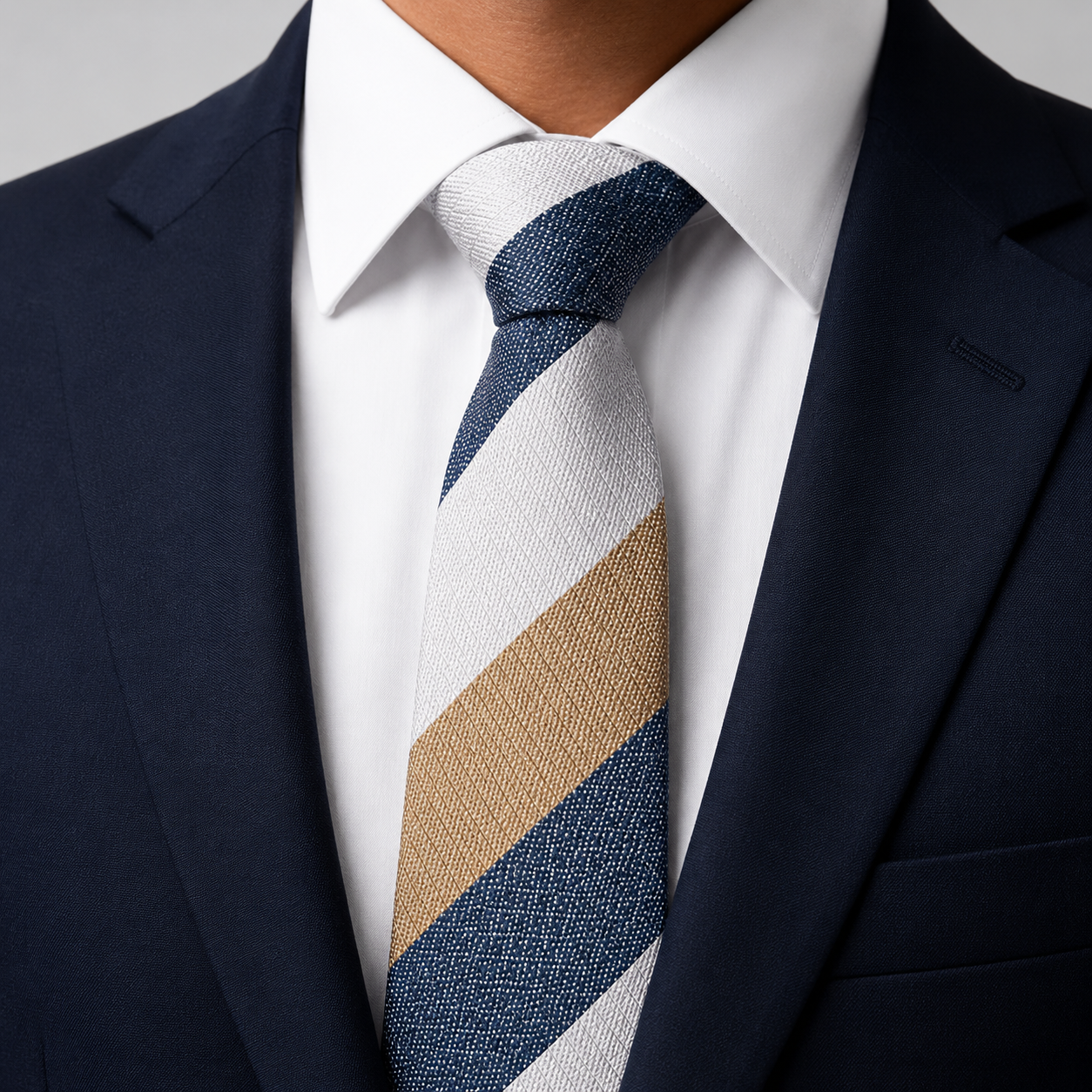 The Coastal Dune Block Stripe Tie - Model