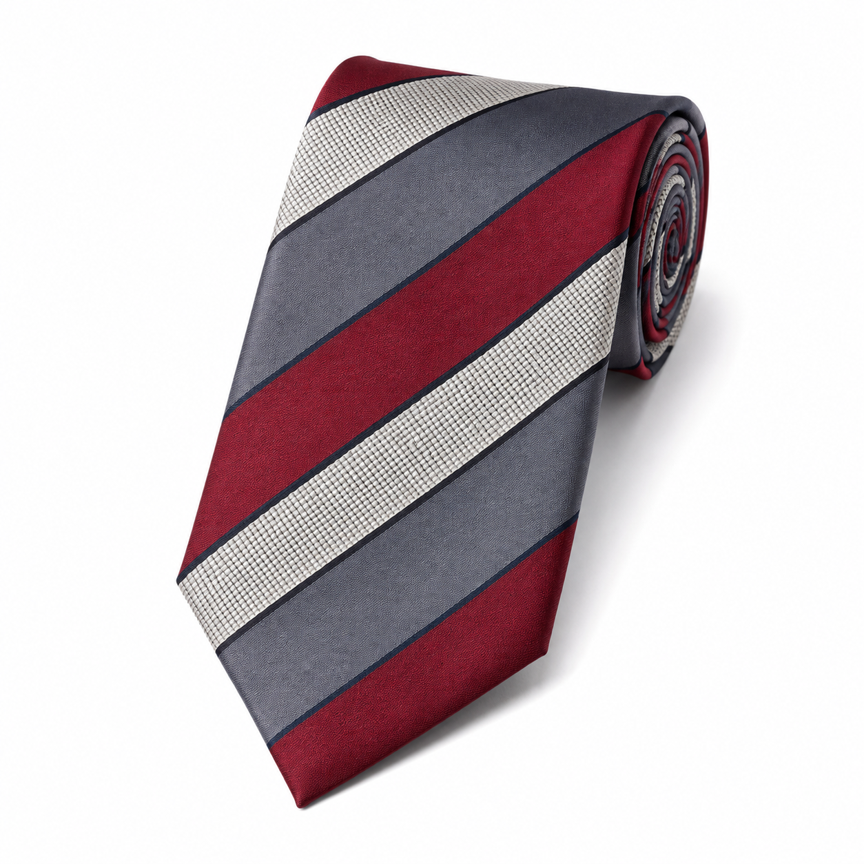 The Scarlet & Slate Stripe Tie - Flat Lay