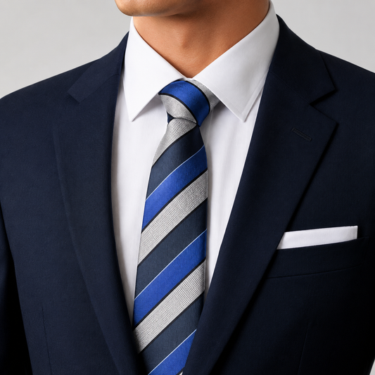 The Atlantic Cobalt Stripe Tie - Model