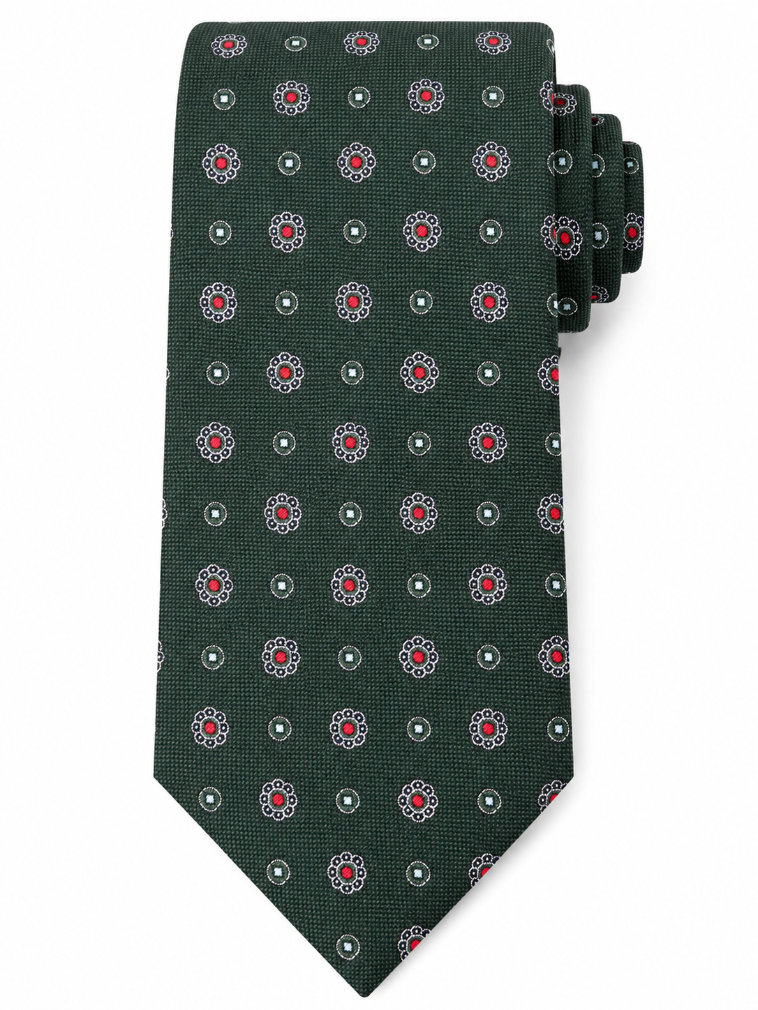 The Evergreen Floret Foulard Tie - Flat Lay