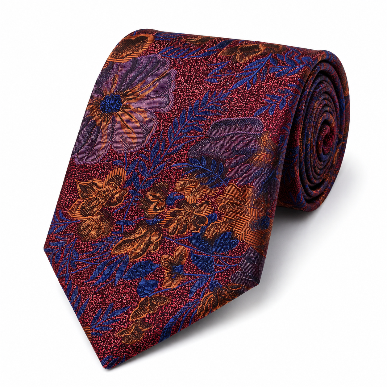 The Botanica Ember Wildflower Tapestry Tie - Flat Lay