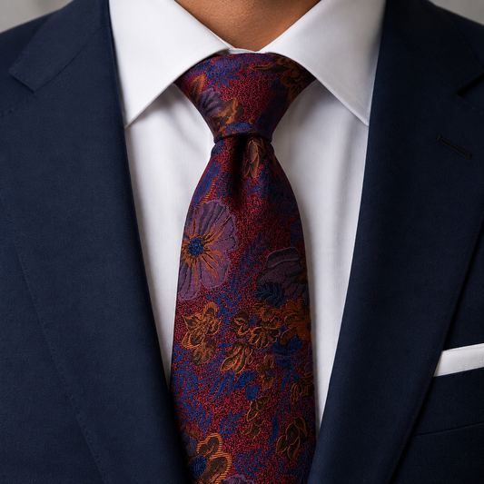 The Botanica Ember Wildflower Tapestry Tie - Model
