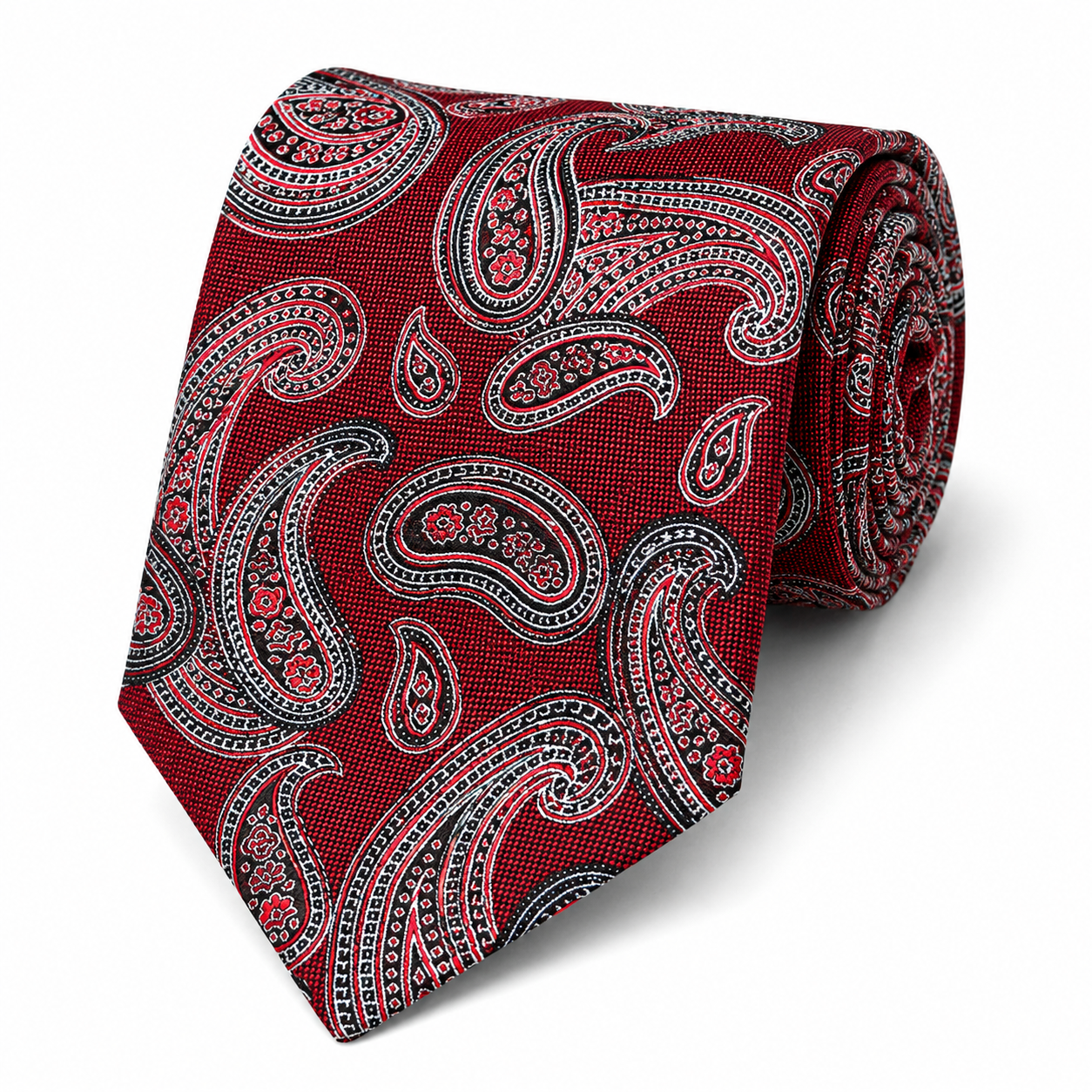 The Regency Crimson Paisley Tie - Flat Lay