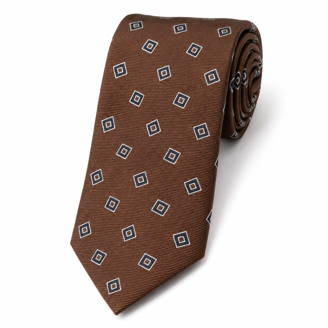 The Caramel Diamond Foulard Tie - Flat Lay