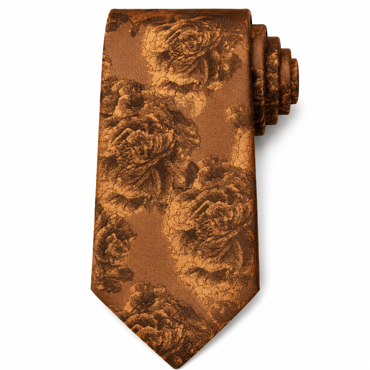 The Burnished Copper Rose Jacquard Tie - Flat Lay