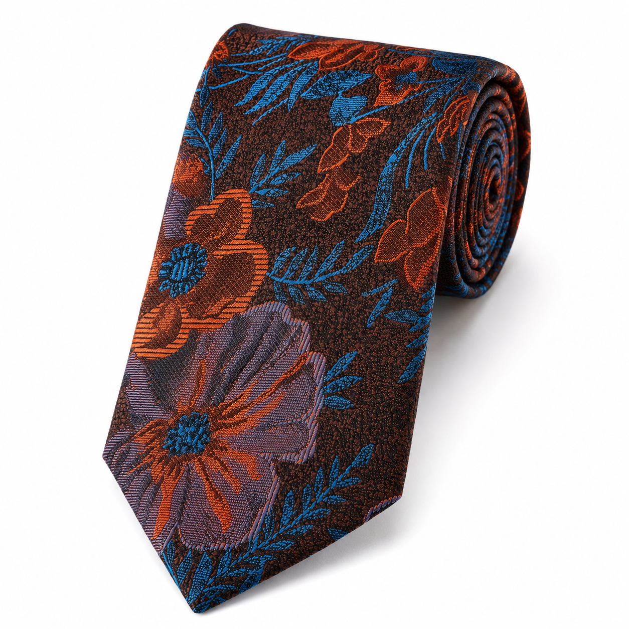 The Twilight Poppy Floral Jacquard Tie - Flat Lay