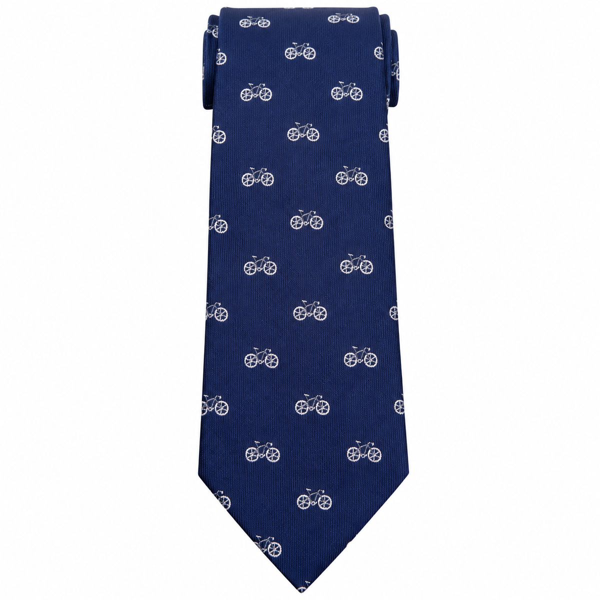 Albetro The Velocipede navy bicycle motif slim tie detailed view