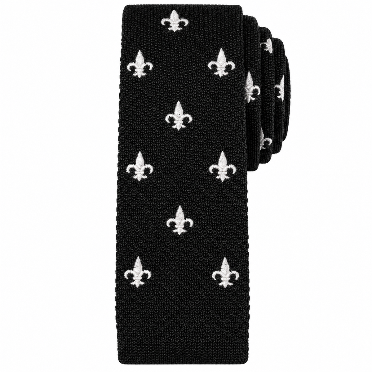 Albetro The Fleur Noir black knitted skinny tie detailed view