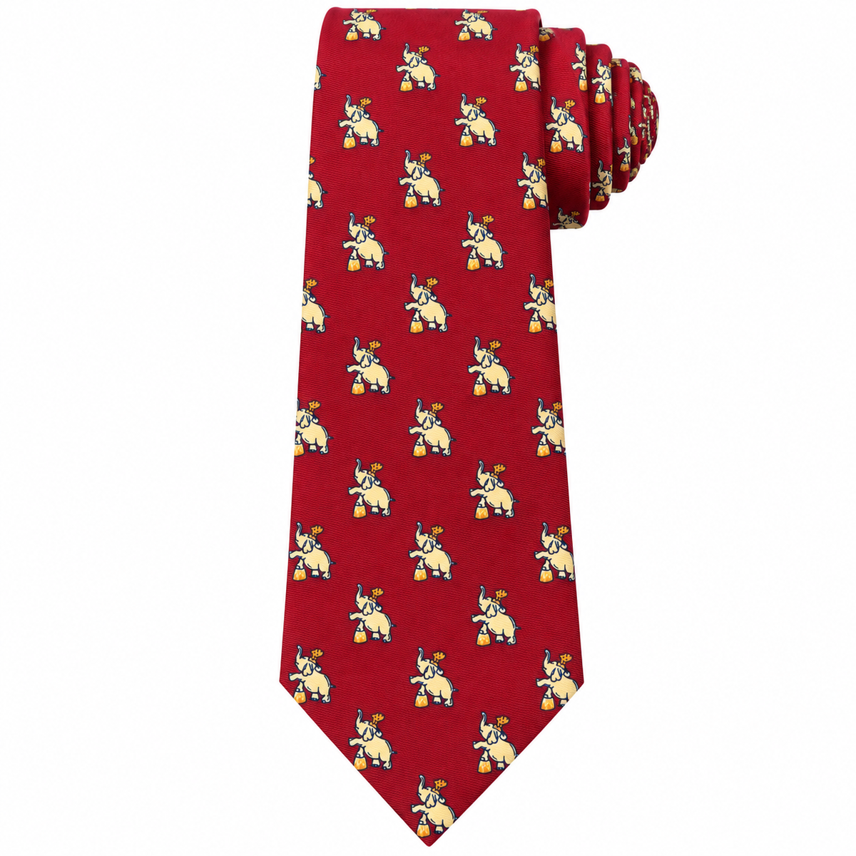 Albetro The Maharaja red elephant motif tie detailed view