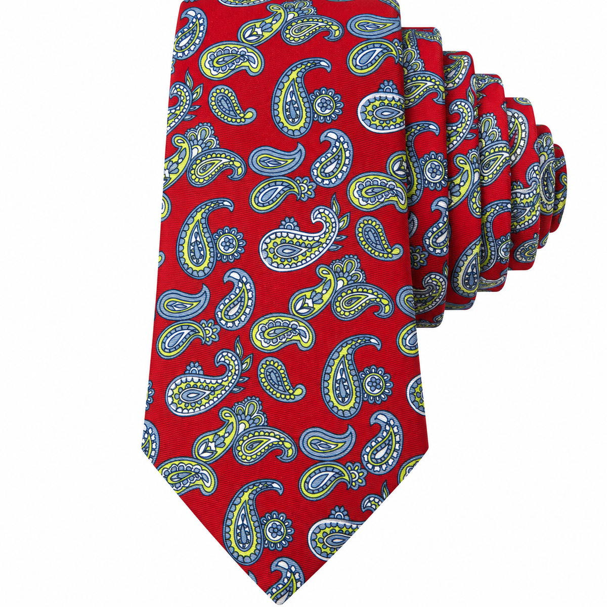 Albetro The Scarlet Meadow red blue paisley tie detailed view