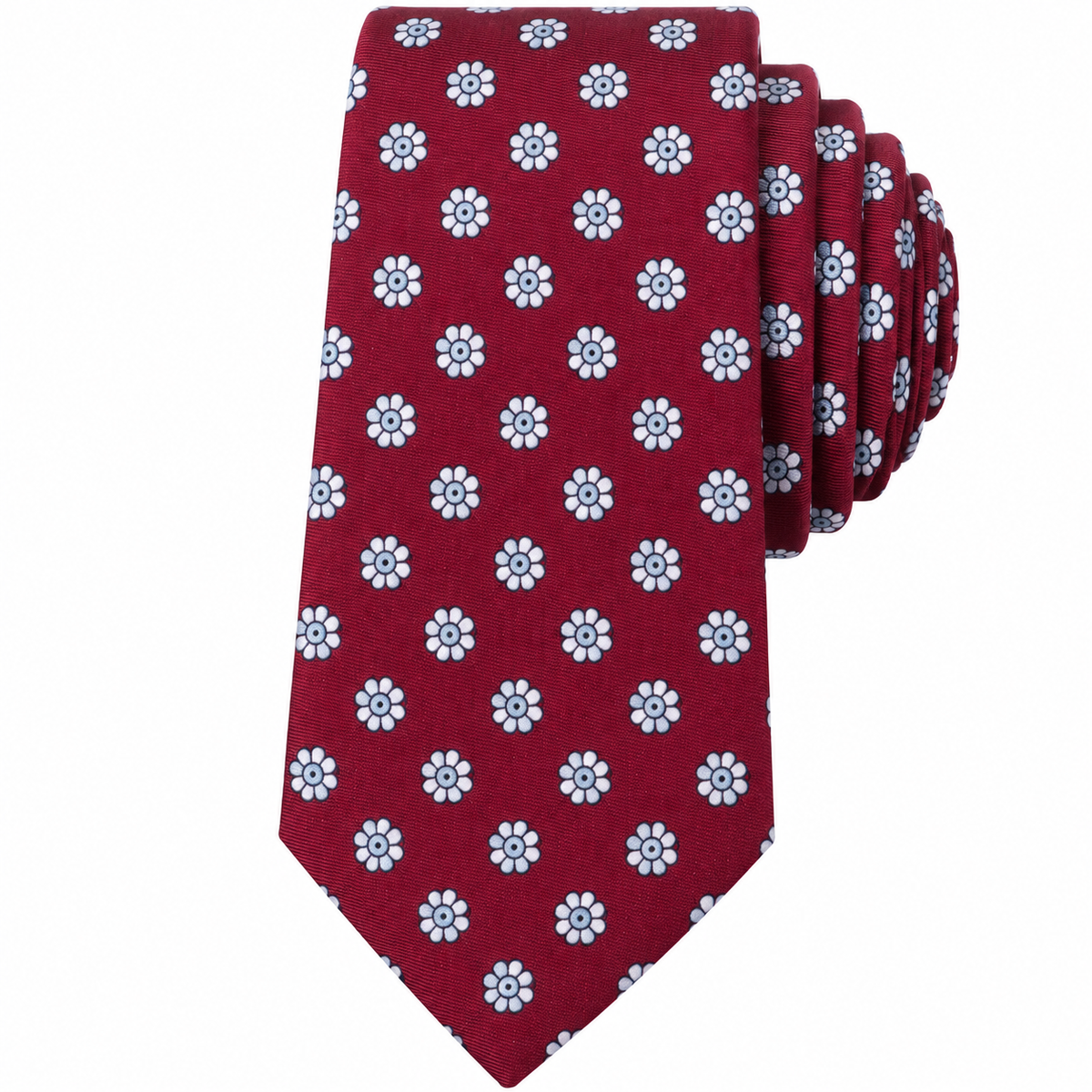 Albetro The Bordeaux Daisy maroon blue floral tie detailed view