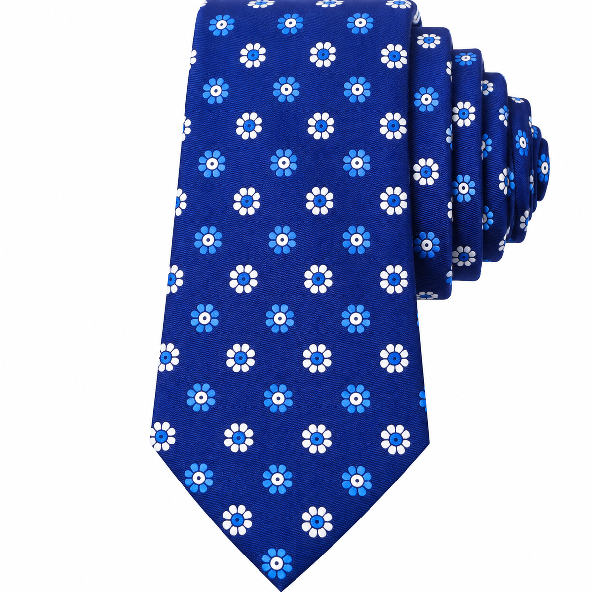 Albetro The Cobalt Bloom blue daisy floral tie detailed view