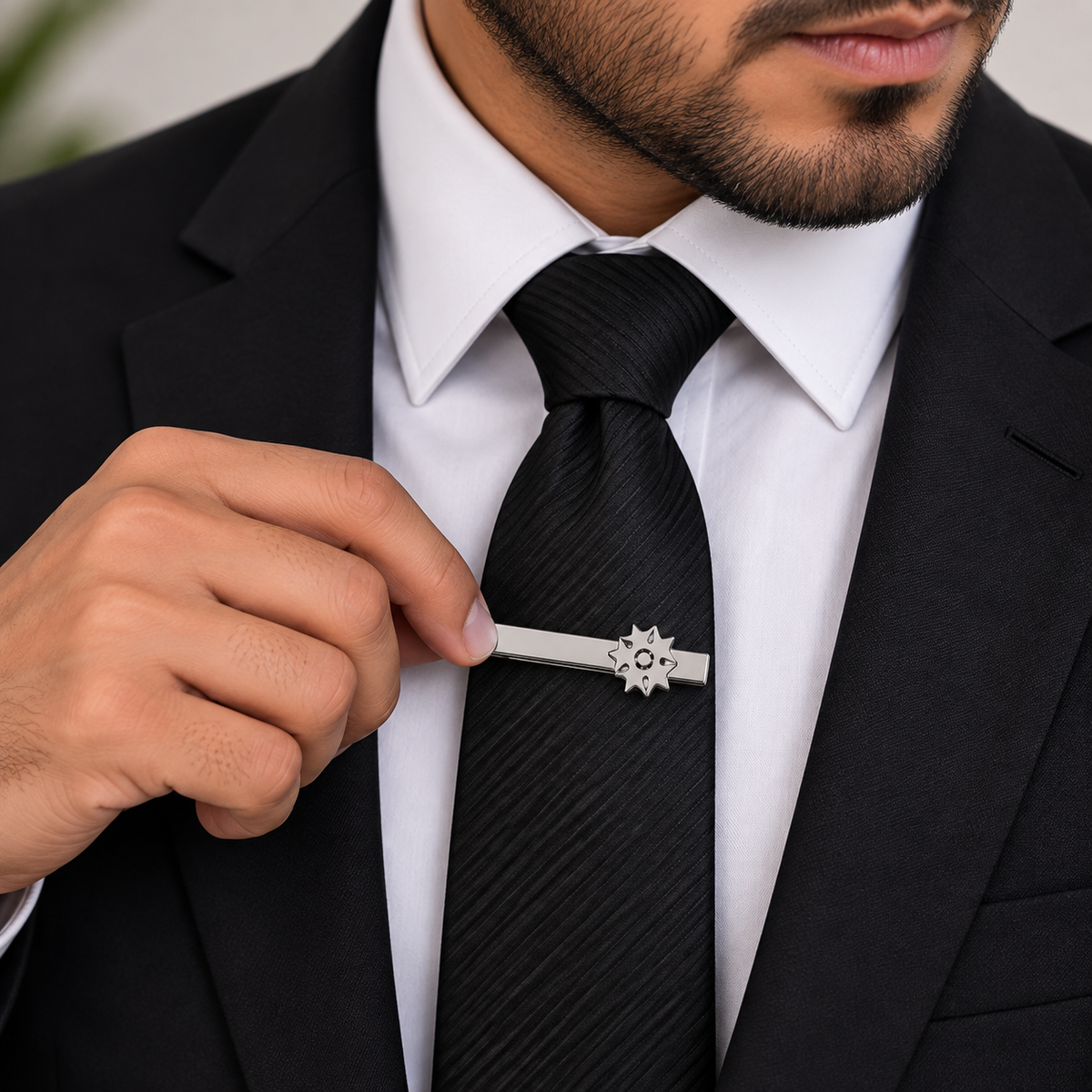 The Polaris Starburst Medallion Tie Clip - Model