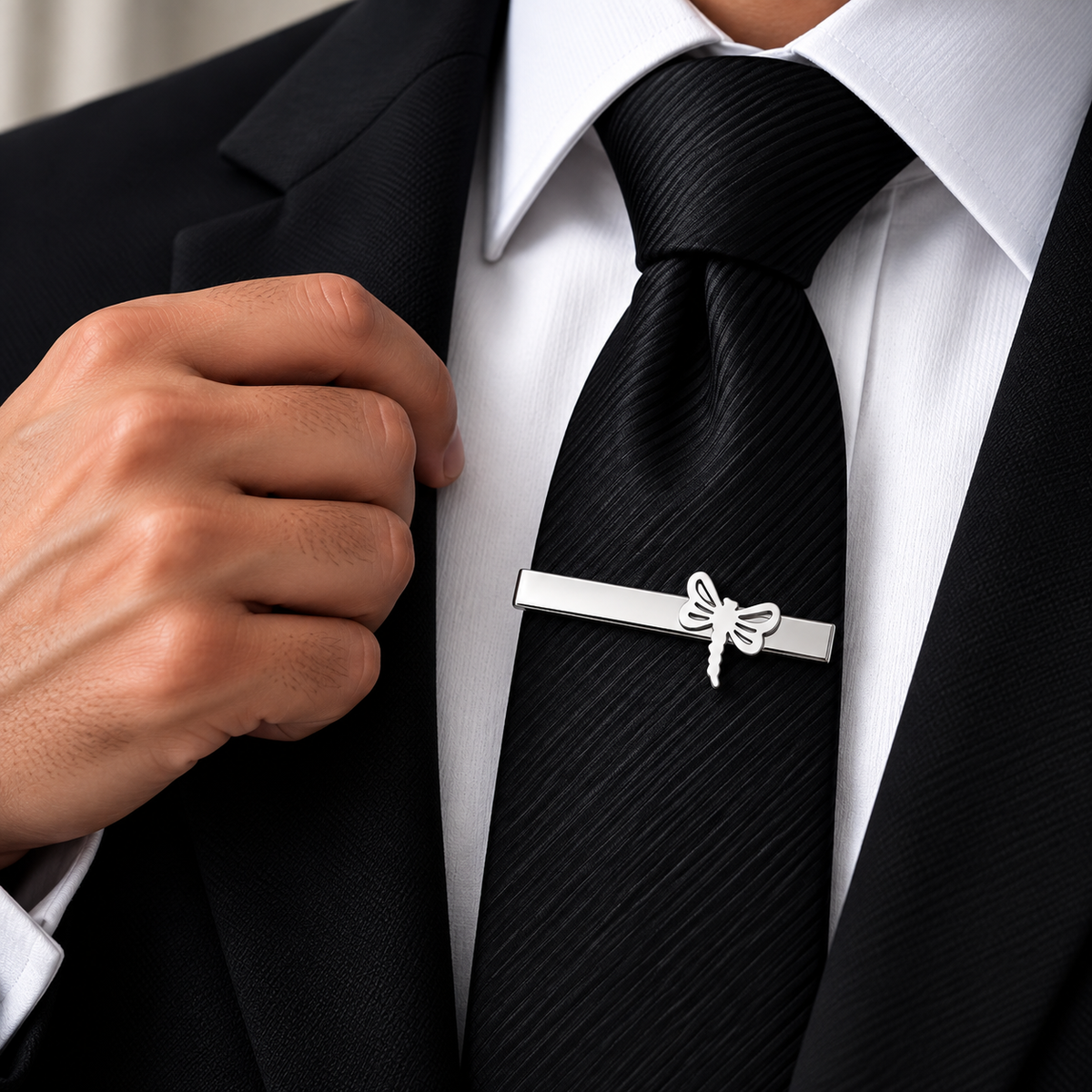 The Dragonfly Silver Wings Tie Clip - Model