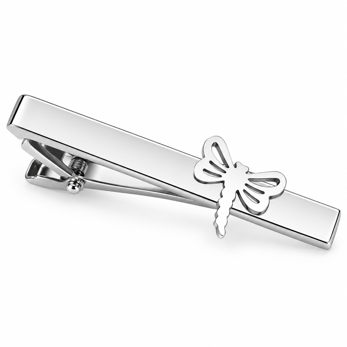 The Dragonfly Silver Wings Tie Clip - Flat Lay