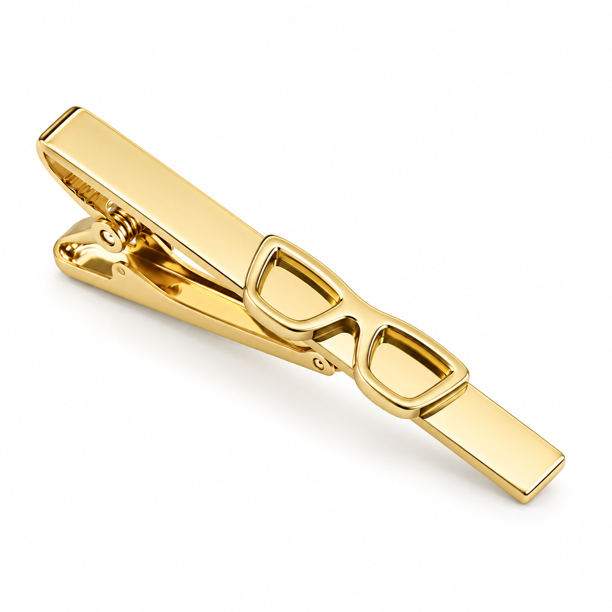 The Scholar Gold Spectacles Tie Clip - Flat Lay