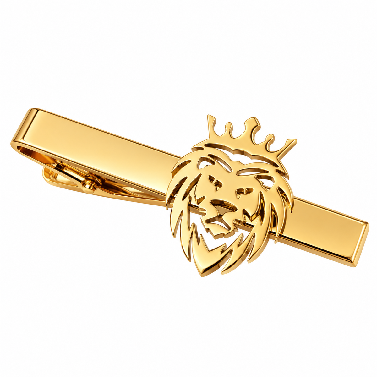 The Crowned Lion Gold Majesty Tie Clip - Flat Lay