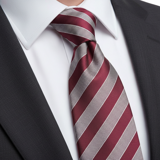 7cm Crimson & Cream Stripe Tie