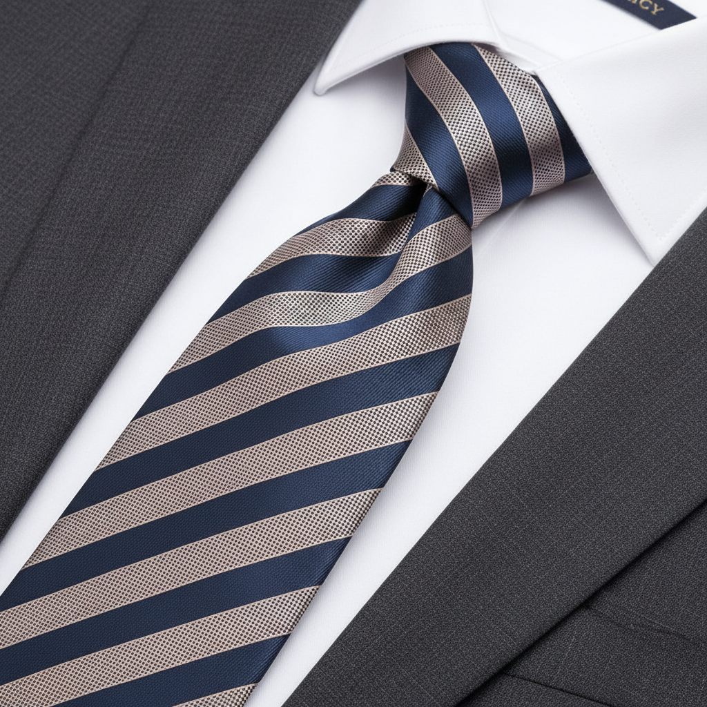 7cm Navy & Cream Stripe Tie