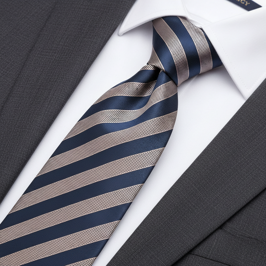 7cm Navy & Cream Stripe Tie