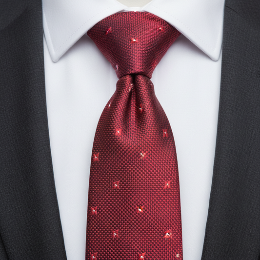 Red Jacquard Woven Tie for Men