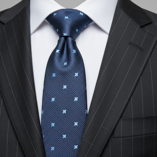 Navy Micro-Floral Slim Formal Tie