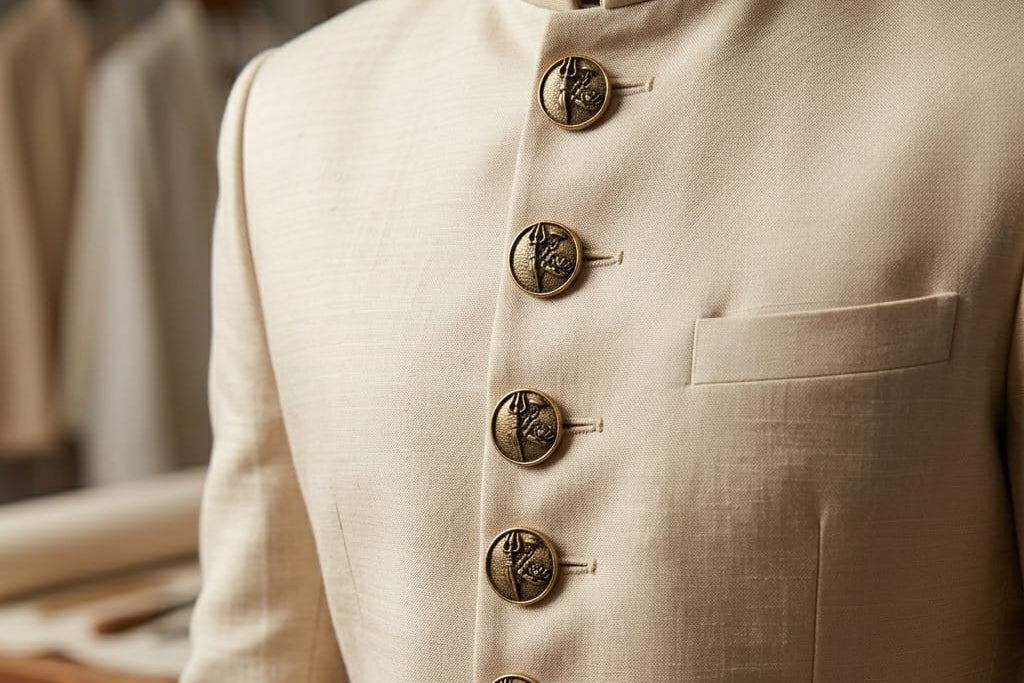 Albetro Trishul & Lotus Button — Antique Gold