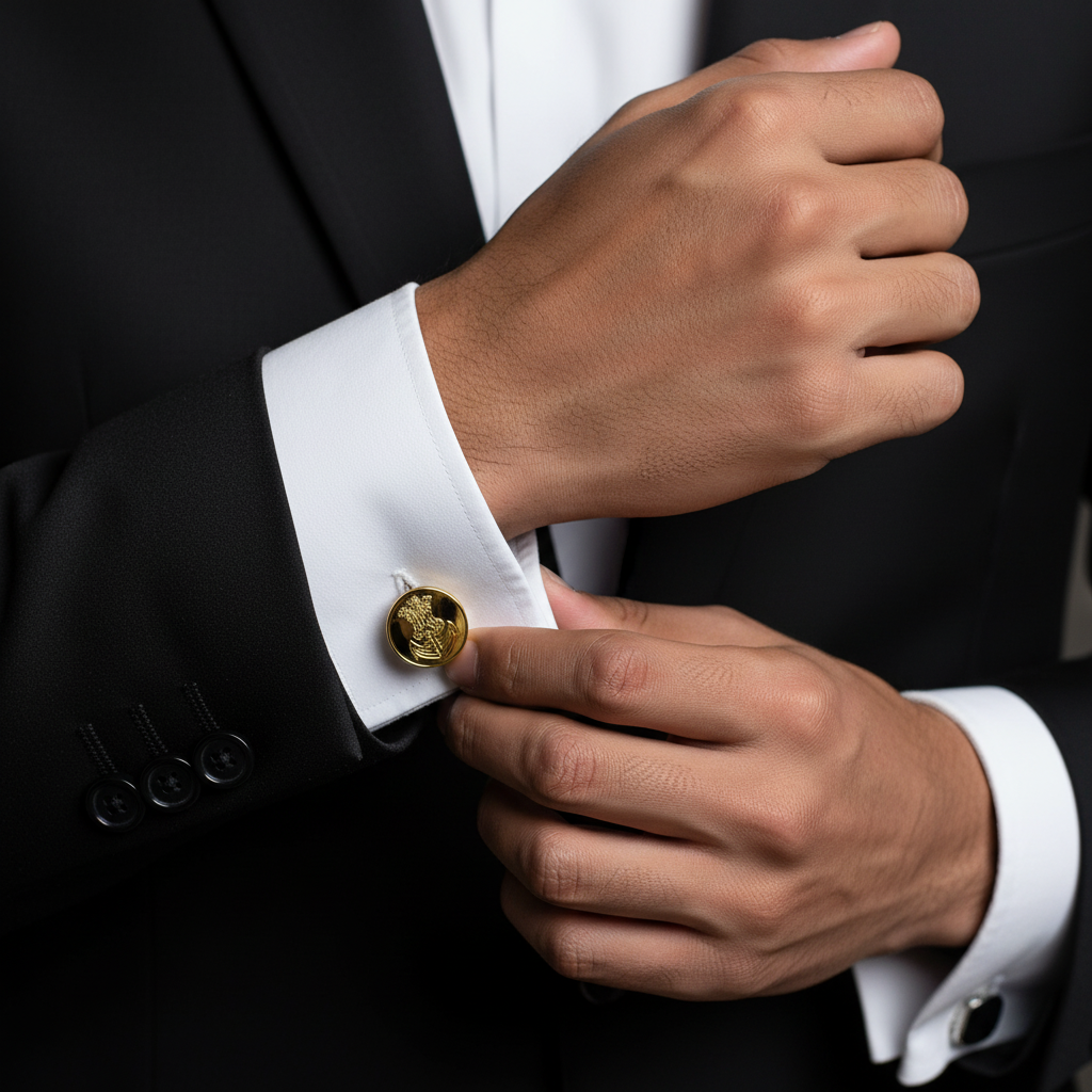 Anchor Crest Gold Cufflinks