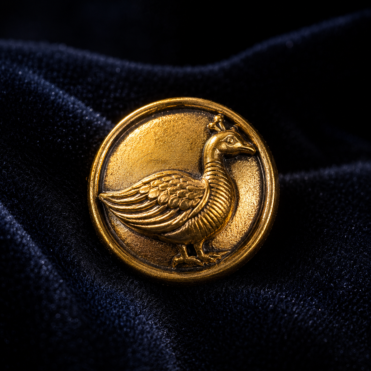Hamsa Brass Buttons — Antique Gold Royal Swan