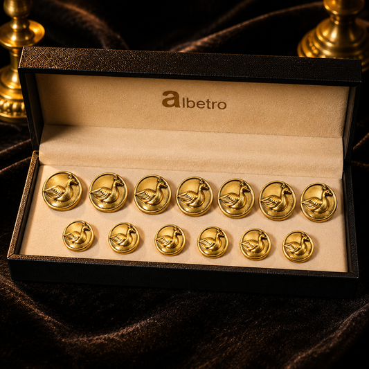 Hamsa Brass Buttons — Antique Gold Royal Swan