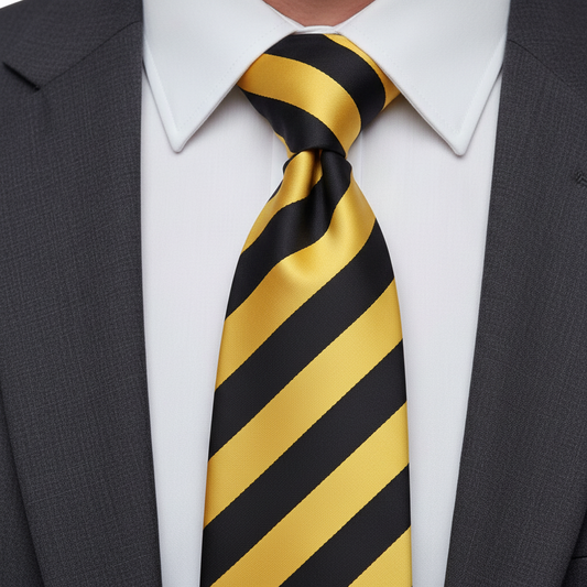 Bold Black and Gold Striped Tie