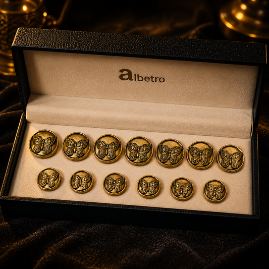Butterfly Brass Buttons — Antique Gold Filigree Wings