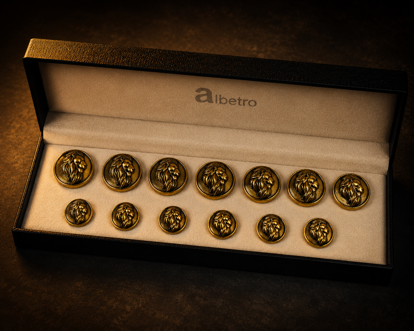 Royal Simha Brass Buttons — Antique Gold Lion Head