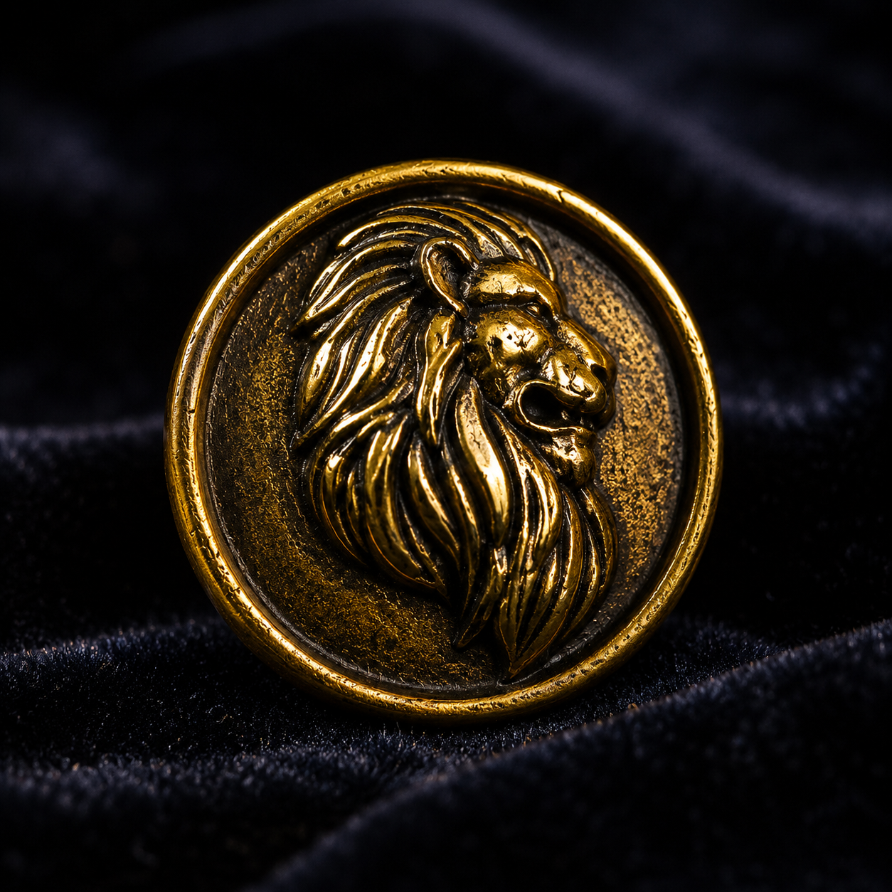 Royal Simha Brass Buttons — Antique Gold Lion Head