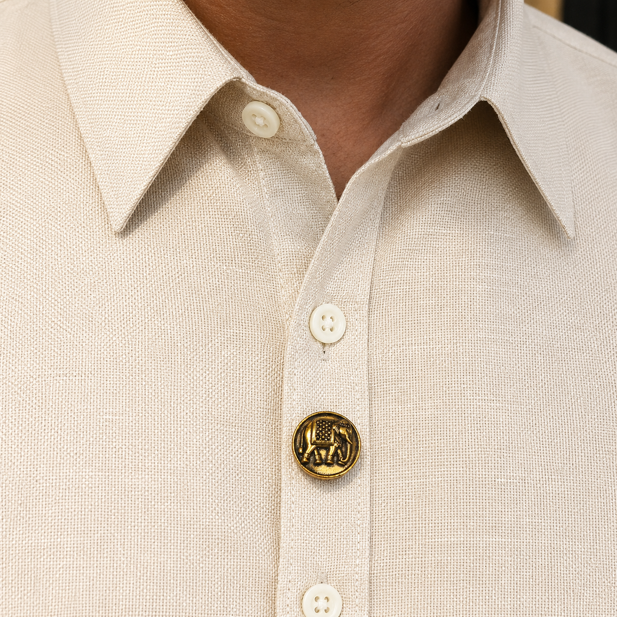 Royal Elephant Button Cover – Gold Antique Finish
