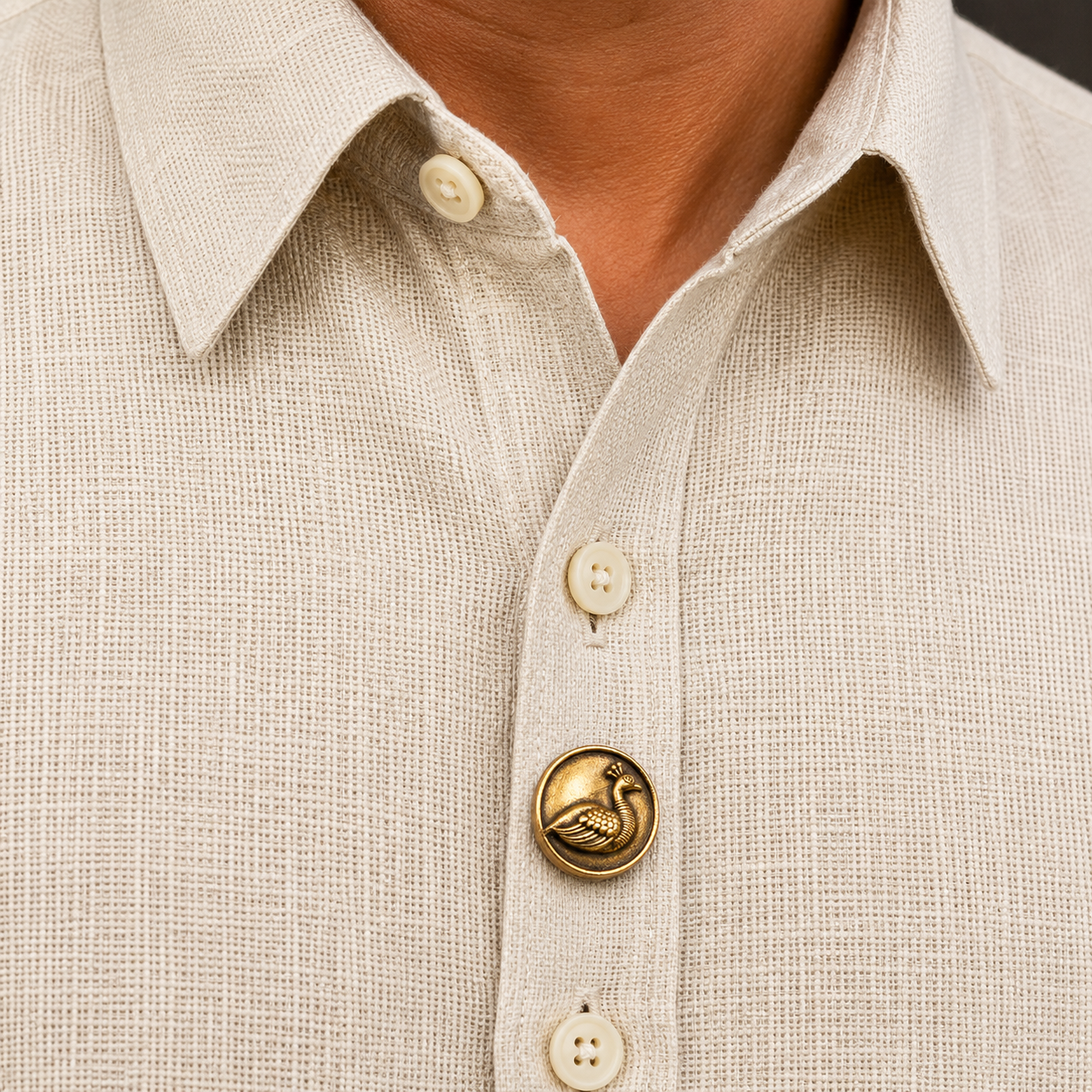 Mayur Button Cover – Gold Antique Finish