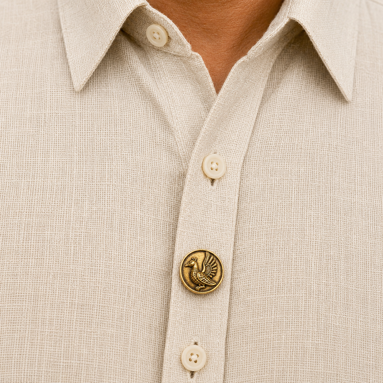 Nritya Peacock Button Cover – Gold Antique Finish