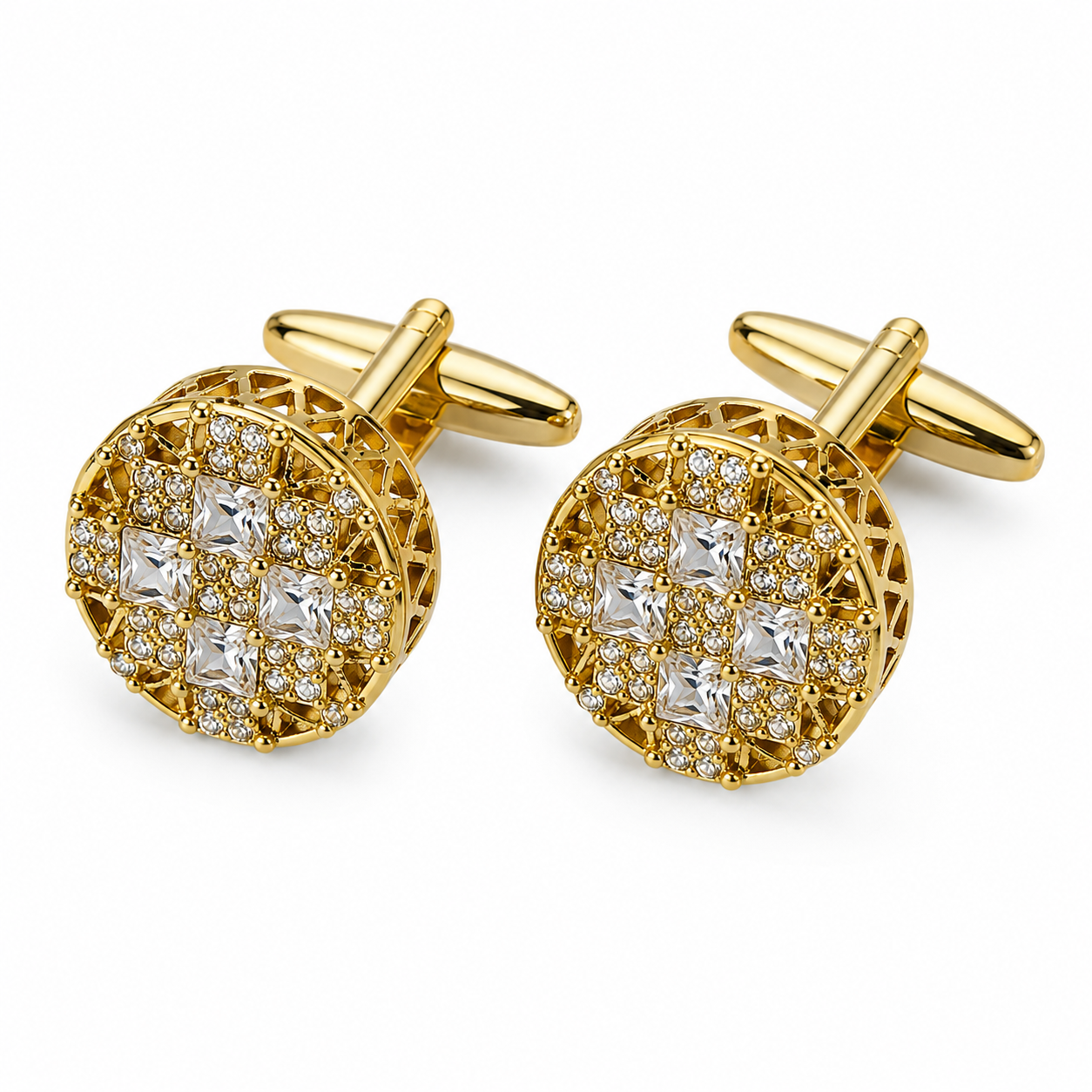 Royal Crystal Gold Cufflinks