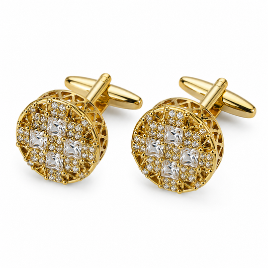 Royal Crystal Gold Cufflinks