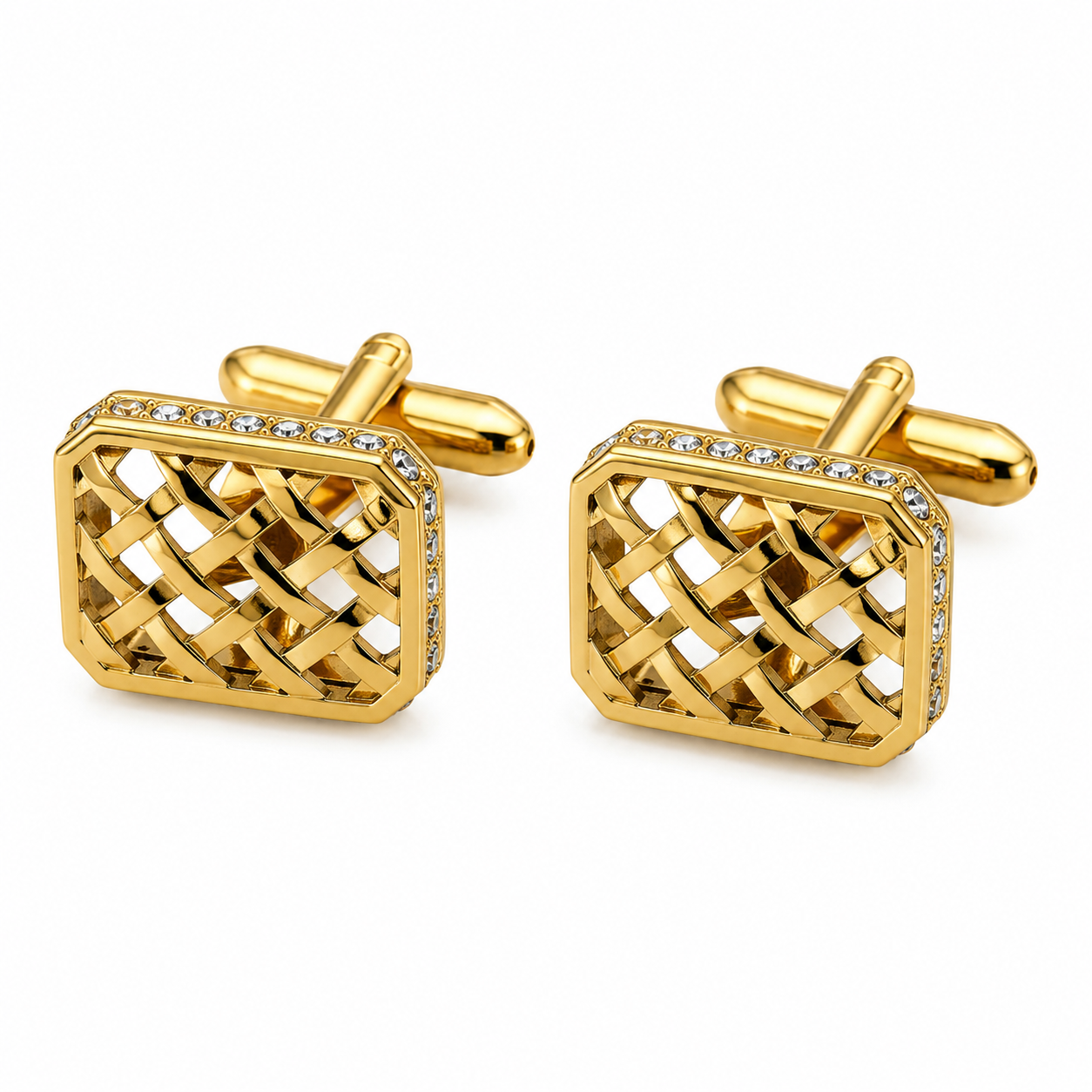 Gold Weave Lattice Cufflinks