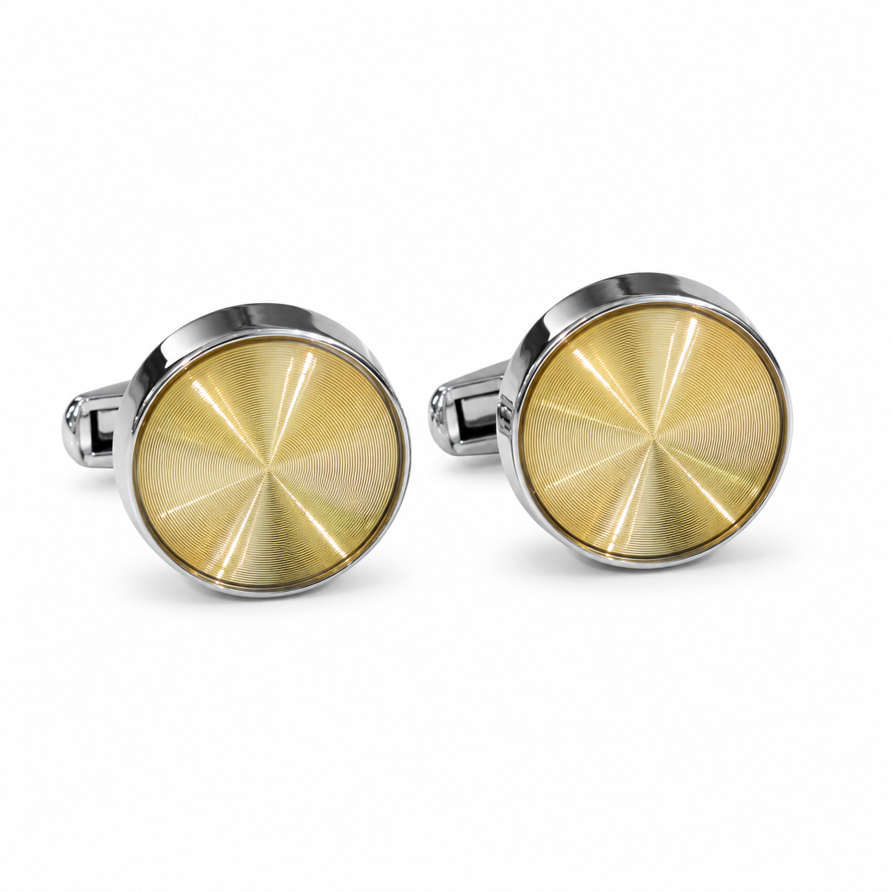 Sunburst Guilloché Two-Tone Cufflinks