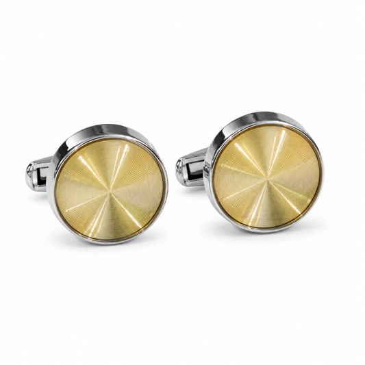 Sunburst Guilloché Two-Tone Cufflinks